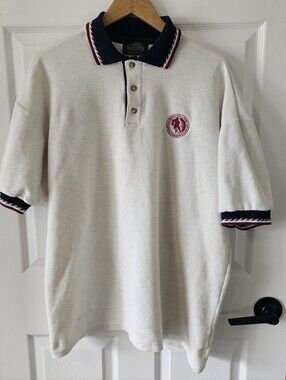 VTG 90s Bulletin Hockey Hall of Fame Polo XL EUC Embroidered Heavyweight Knit